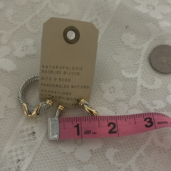 ANTHROPOLOGIE Mixed Metal Hoop Earrings - Picture 7 of 7